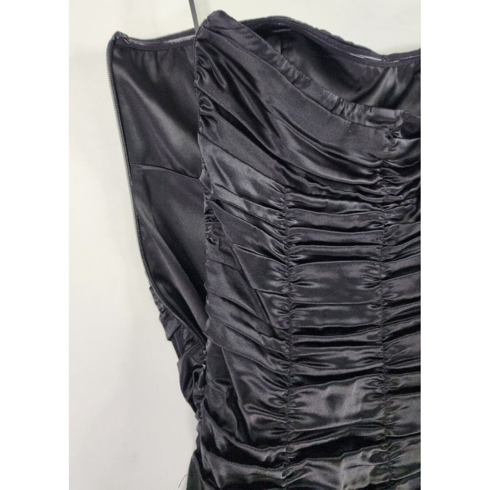 Express Dress Womens 4 Black Draped Strapless Silk Mini Dress - Picture 11 of 15